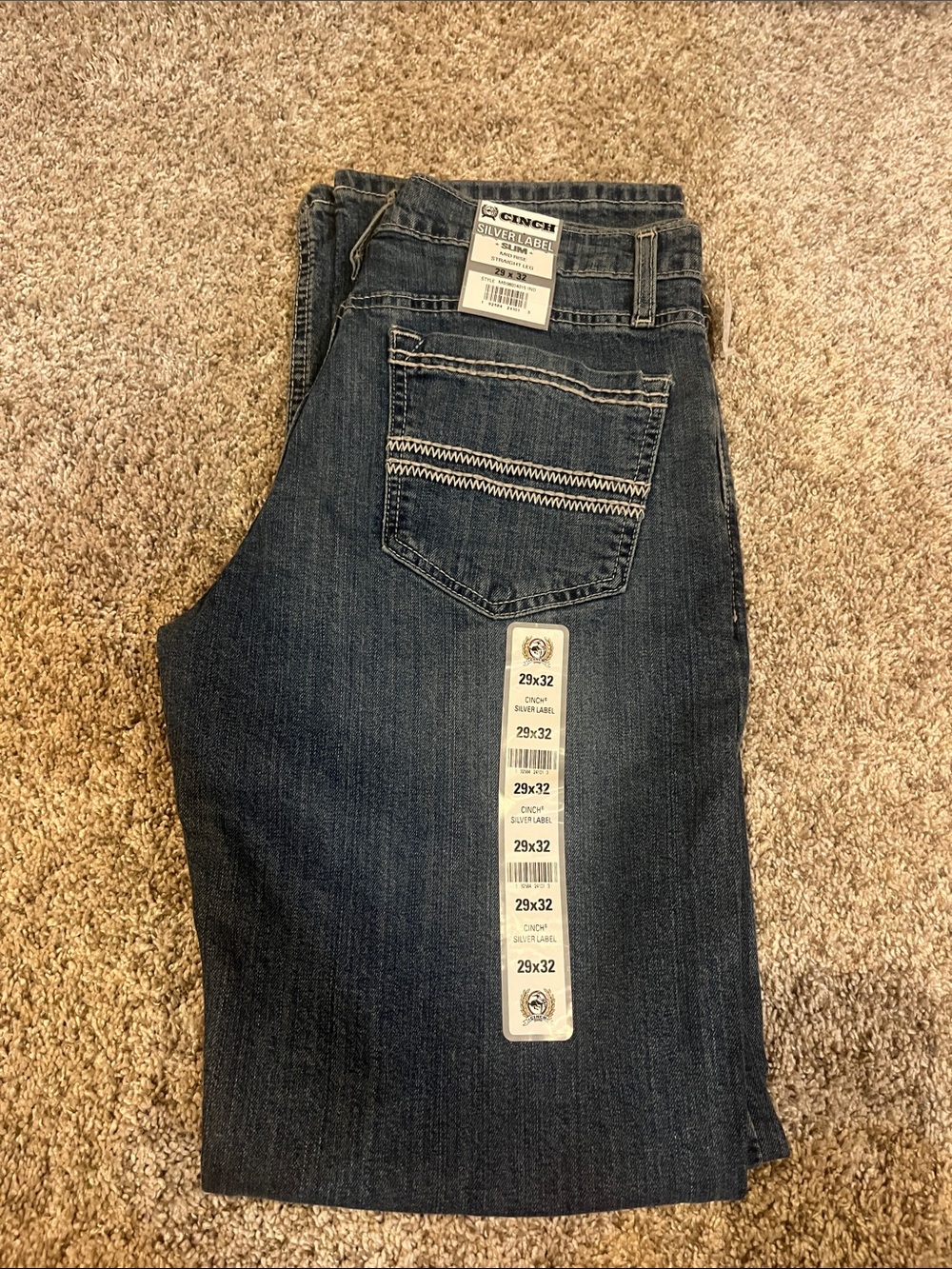 Cinch Men's Dark Indigo Straight Jeans with White Contrast Stitch